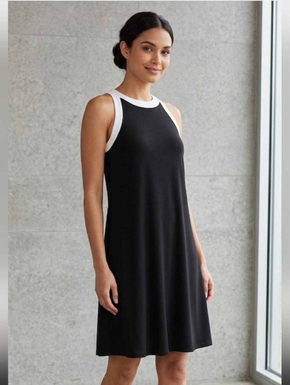 Tiana B. Black and White Sleeveless Midi Dress - Picture 1 of 4